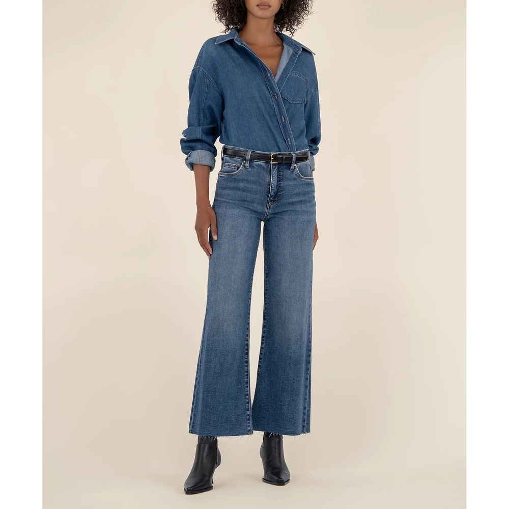 Kut From The Kloth Meg High Rise Fab Ab Wide Leg Jean Indigo 6 New With Tags